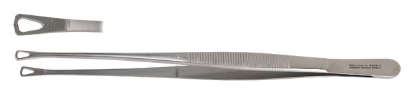 Forceps Tissue Miltex® Singley 9 Inch Length OR Grade German Stainless Steel NonSterile NonLocking Thumb Handle Straight Serrated Tip by Integra York PA, Inc. (Miltex)  ID 6-214